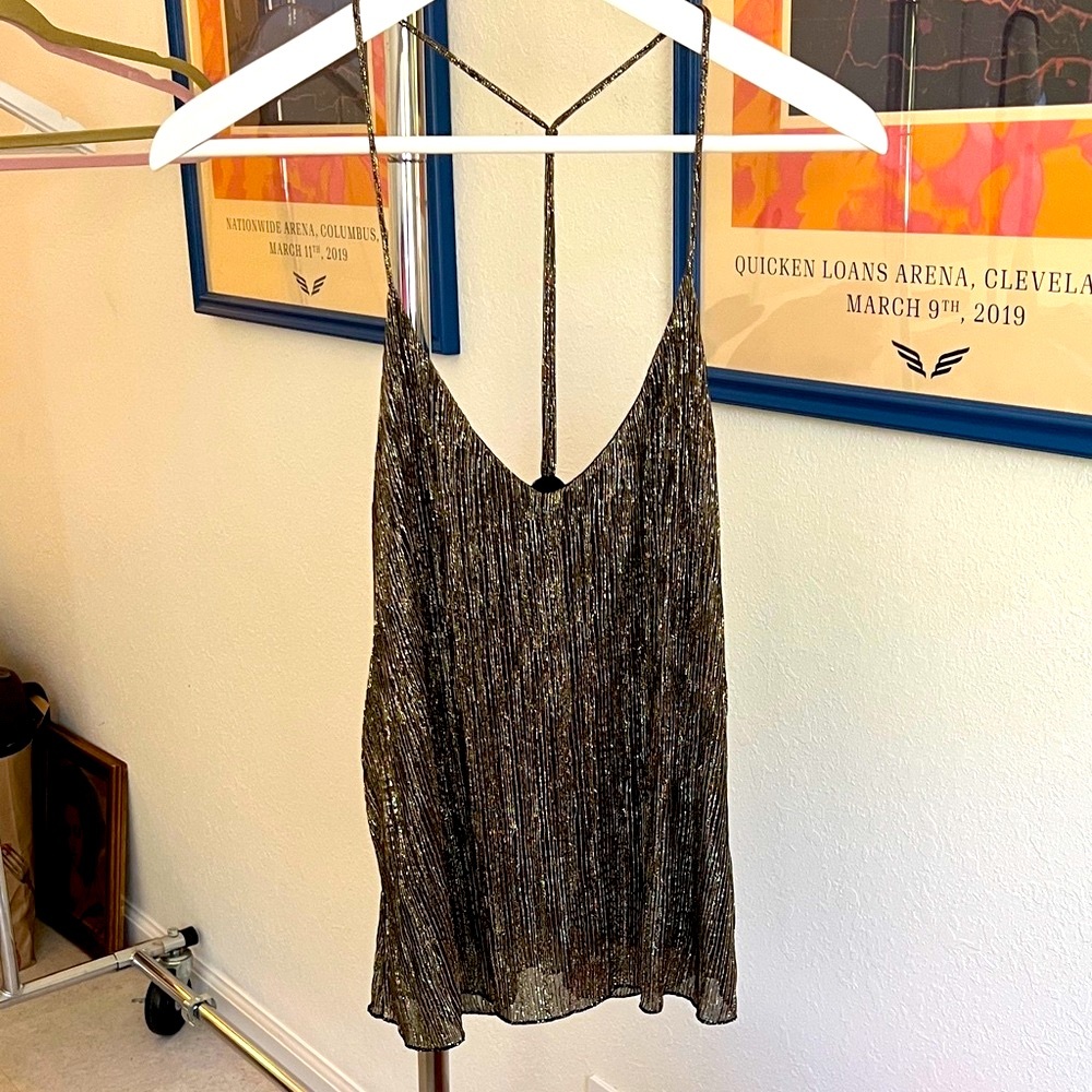 Topshop Black and Gold Strappy Camisole